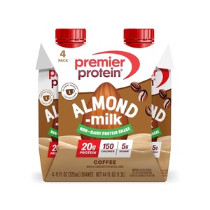 image:imagePremier Protein NonDairy Plant Based Almondmilk Protein Shake Chocolate 20g Protein 5g Sugar 11 fl oz 4 PackCoffee