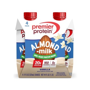 image:imagePremier Protein NonDairy Plant Based Almondmilk Protein Shake Chocolate 20g Protein 5g Sugar 11 fl oz 4 PackVanilla