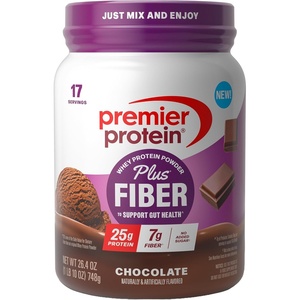 image:imagePremier Protein Powder Plus Fiber Vanilla 25g Protein 7g Fiber to Support Gut Health No Added Sugar 17 ServingsChocolate