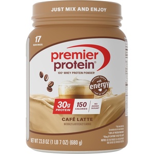 image:imagePremier Protein Powder Vanilla Milkshake 30g Protein 1g Sugar Gluten Free No Soy 402 oz 29 ServingsCaf Latte with Caffeine