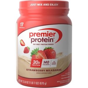 image:imagePremier Protein Powder Vanilla Milkshake 30g Protein 1g Sugar Gluten Free No Soy 402 oz 29 ServingsStrawberry