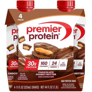 image:imagePremier Protein Shake Chocolate Peanut Butter 30g Protein No Added Sugar 24 Vitamins amp Minerals to Support Immune Health 11 fl oz 4 PackChocolate Peanut Butter