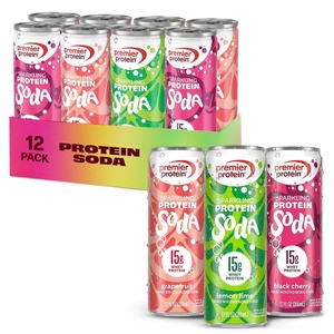 image:imagePremier Protein Sparkling Protein Soda Lemon Lime 15g Whey 4 Pack  Soft Drink with Benefits 5 Ingredients No Artificial Colors or Flavors 3g Sugar 12 ozVariety Pack