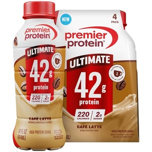 image:imagePremier Protein ULTIMATE 42g High Protein Shake Energy Caf Latte 4 Pack  Caffeinated 220 Calories 2g Sugar 24 Vitamins amp Minerals Supports Muscle Health GlutenFree Protein Snack 14 ozCafe Latte