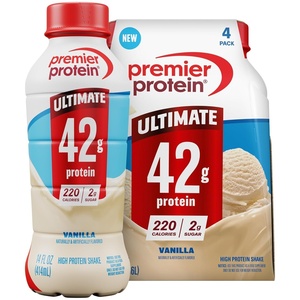 image:imagePremier Protein ULTIMATE 42g High Protein Shake Energy Caf Latte 4 Pack  Caffeinated 220 Calories 2g Sugar 24 Vitamins amp Minerals Supports Muscle Health GlutenFree Protein Snack 14 ozVanilla